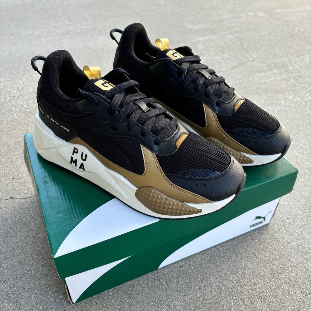 NWT Puma Black Gold Sneakers, Men’s Size 7.5